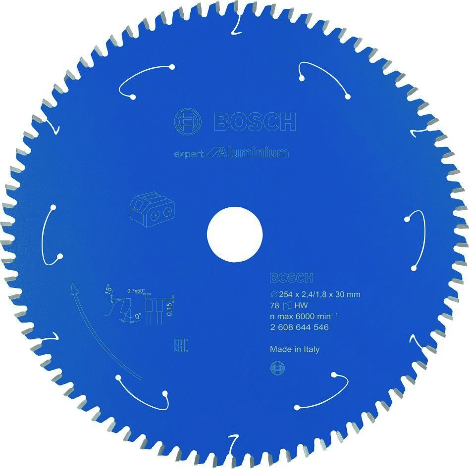Bosch Blauw Accessoires 2608644546 Carbide Cirkelzaagblad Aluminium Expert voor accuzagen 254 x 30 x T78