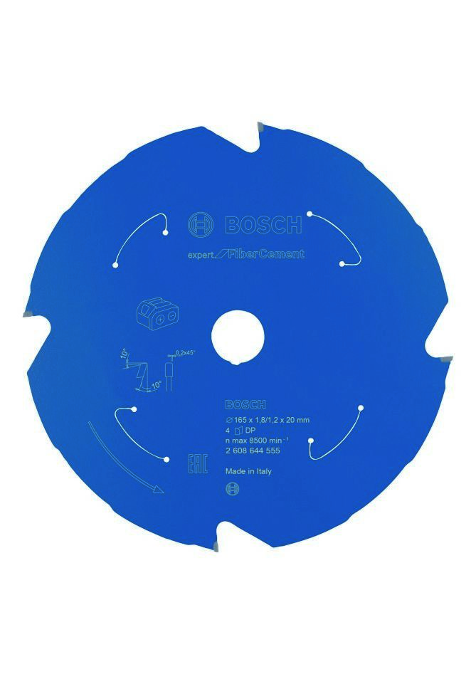 Bosch Blauw Accessoires 2608644555 Carbide Cirkelzaagblad Fibre Cement Expert voor accuzagen 165 x 20 x T4 2608644555