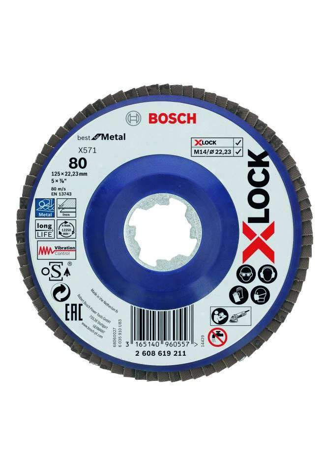 Bosch Blauw Accessoires 2608619211 X-LOCK lamellenschijf Best for Metal recht 125 mm K80