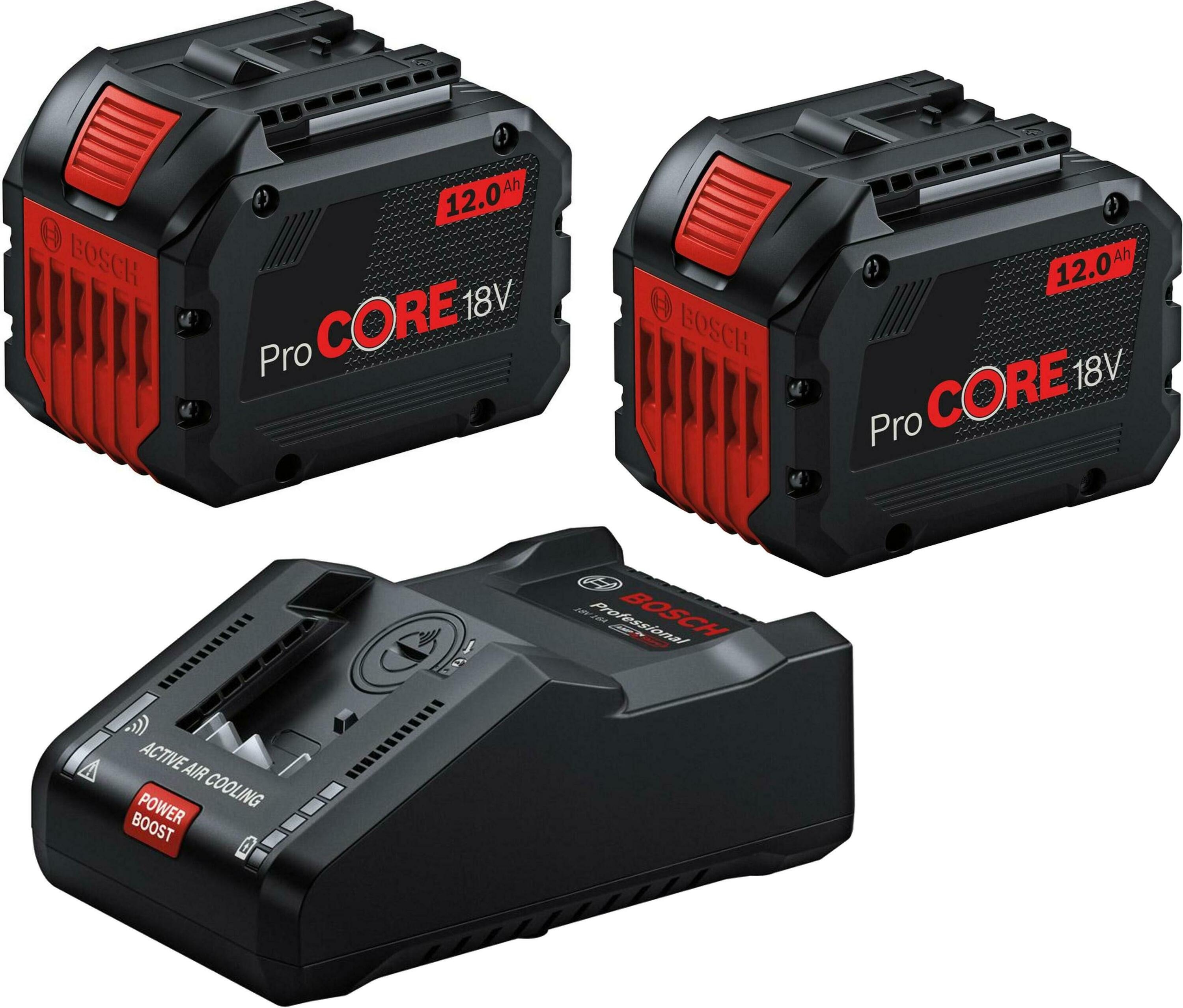 Bosch Blauw Accessoires 1600A02T5W 2 x Accu ProCore 18V 12.0Ah + Lader GAL 18V-160 Professional