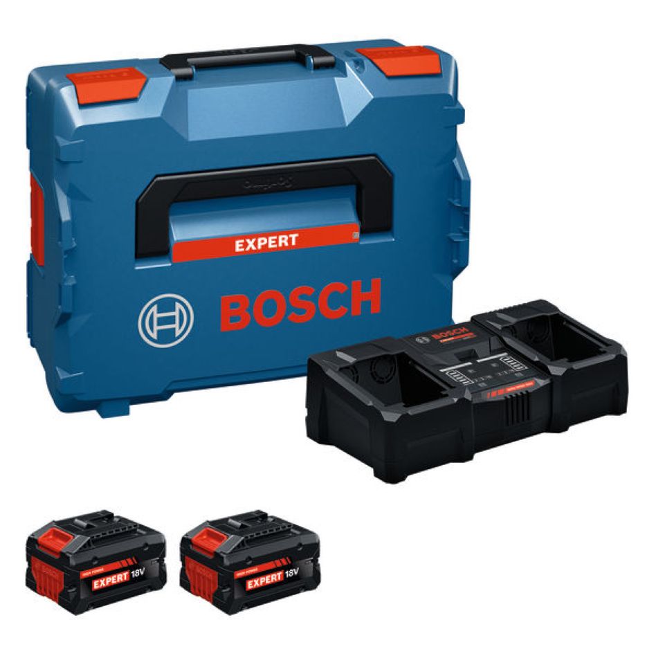 Bosch Blauw Accessoires 1600A0373X EXBA18V-80/2-320 Accu Starterset 2x EXBA18V-80 en lader EXAL18V2-320 in L-Boxx