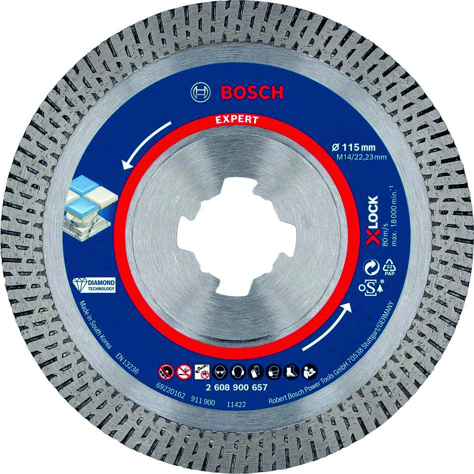 Bosch Blauw Accessoires 2608900657 Expert HardCeramic X-LOCK diamantdoorslijpschijf 115 x 22,23 x 1,4 x 10 mm