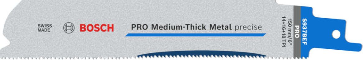 Bosch Blauw Accessoires 2608658992 PRO Medium-Thick Metal precise S937BEF reciprozaagblad 1,1 x 25 x 150 mm, 25 stuks
