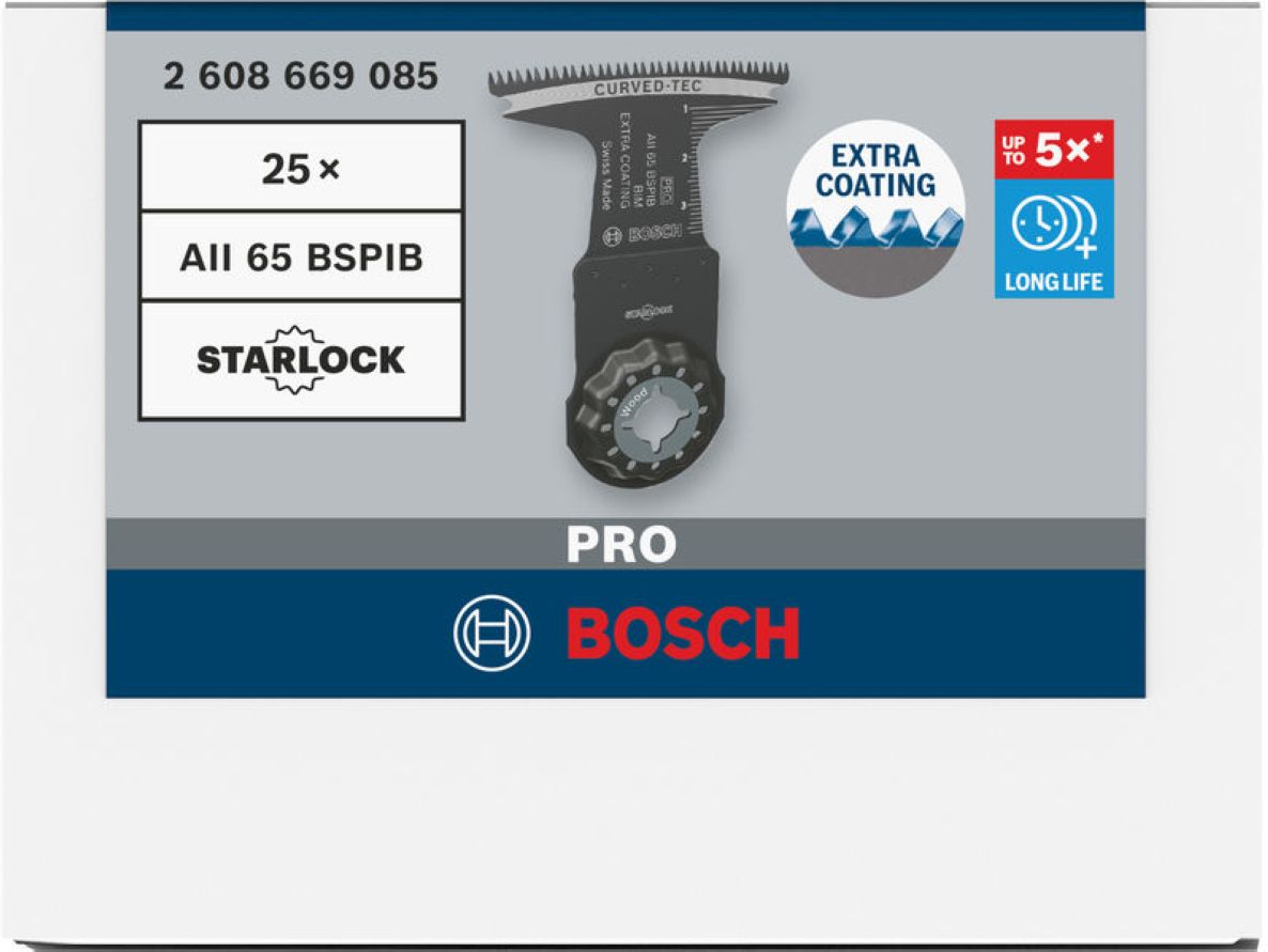 Bosch Blauw Accessoires 2608669085 PRO Starlock AII 65 BSPIB Invalzaagblad Hardwood Curved-Tec 65 x 40 Bulk