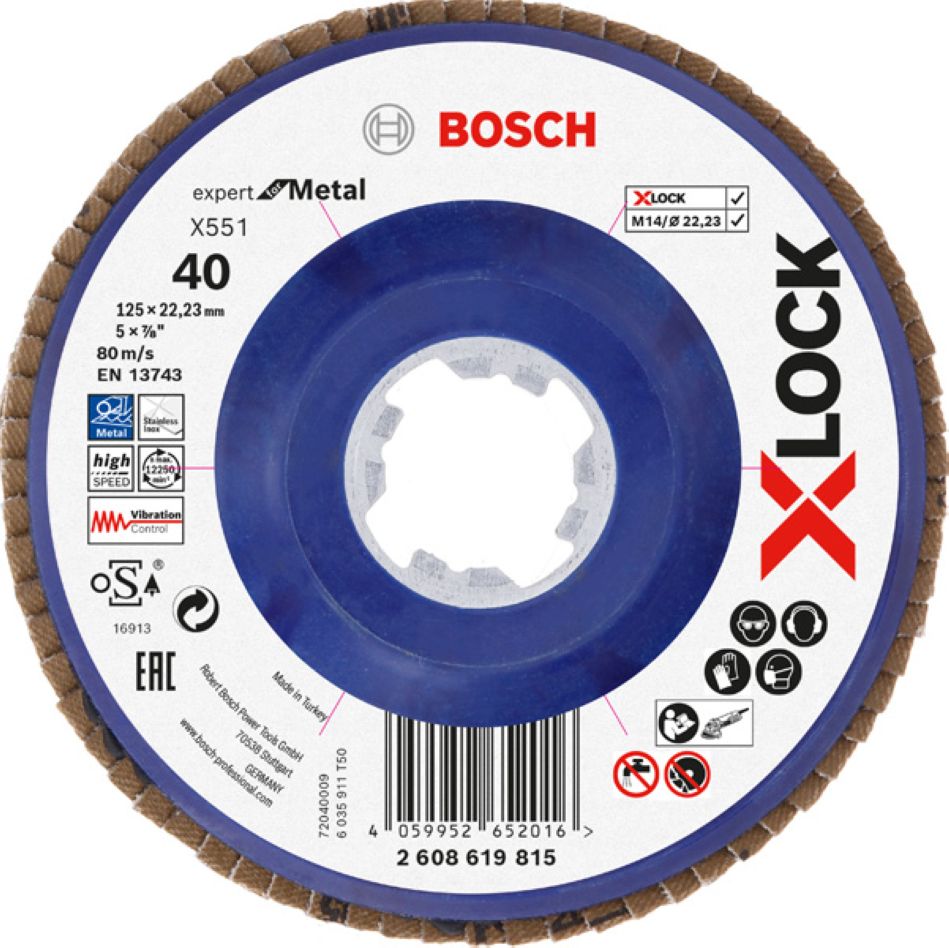 Bosch Blauw Accessoires 2608619815 X-LOCK Lamellenschijf X551 125mm G40 kunststof recht
