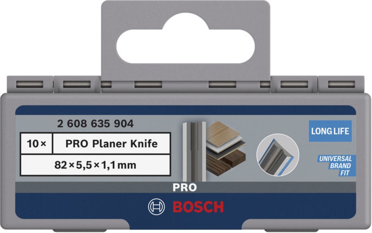 Bosch Blauw Accessoires 2608635904 PRO Schaafmes hardmetaal, 82 x 5,5 x 1,1 mm, 10 stuks