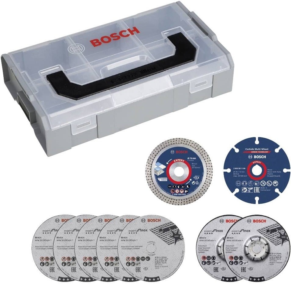 Bosch Blauw Accessoires 061599764G Schijvenset 76mm voor haakse slijper in mini L-BOXX