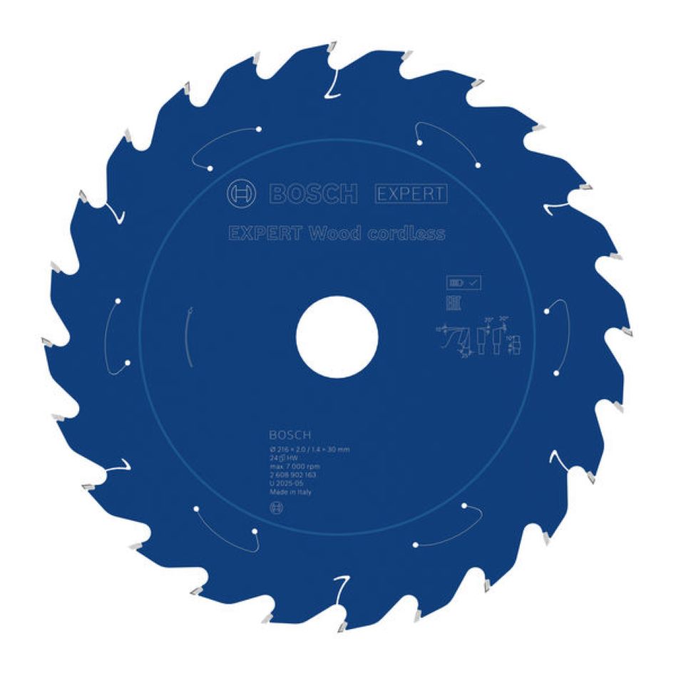 Bosch Blauw Accessoires 2608902163 EXPERT Cirkelzaagblad Wood cordless 216 x 2/1.4 x 30 mm T24