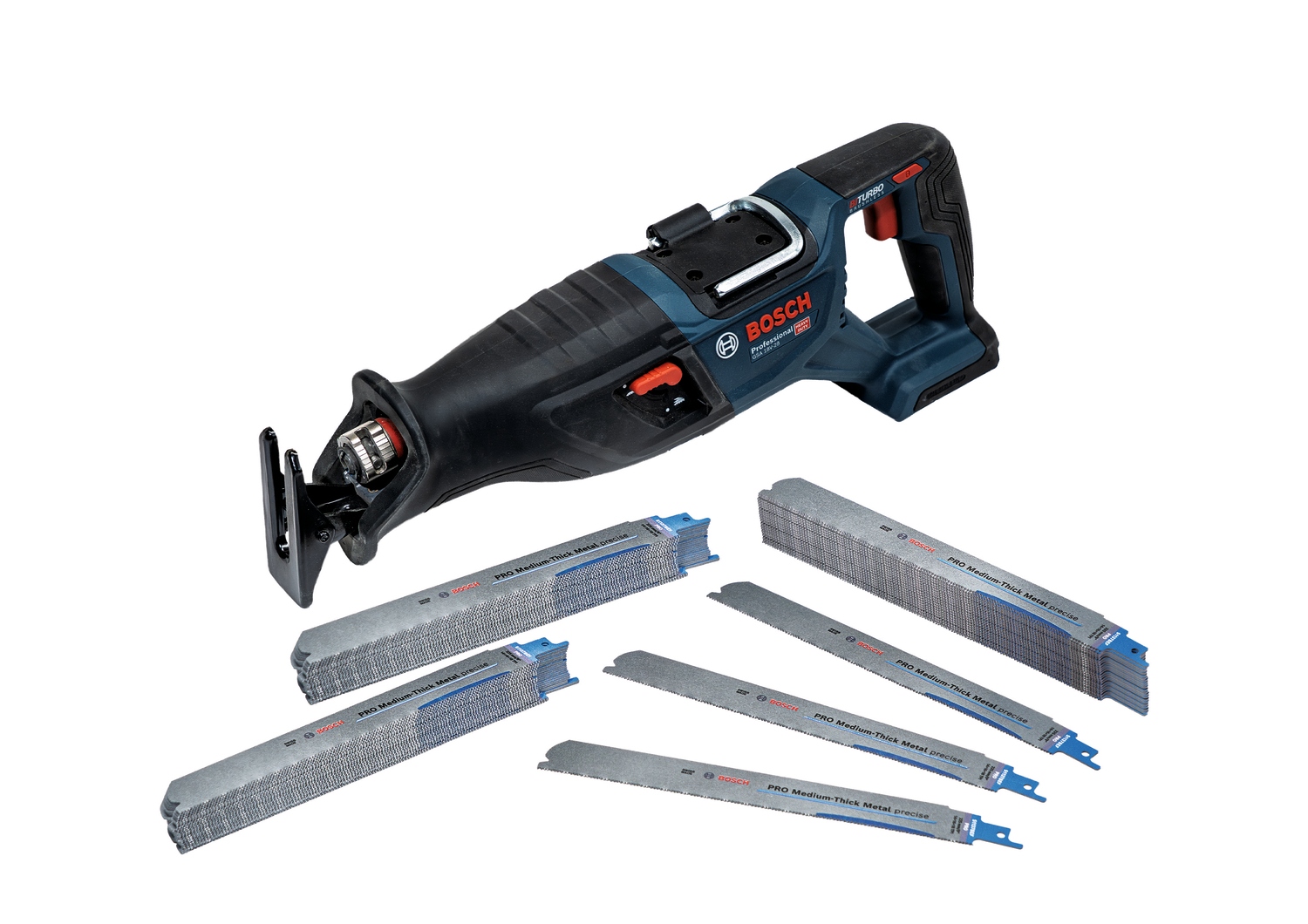 Bosch Blauw Accessoires 061599767U GSA 18V-28 Accu reciprozaag + 75 PRO Medium-Thick Metal reciprozaagbladen excl. accu en lader in doos