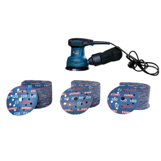 Bosch Blauw Accessoires 061599768X 300 schuurbladen O780 FOIL met gratis GEX 125 schuurmachine