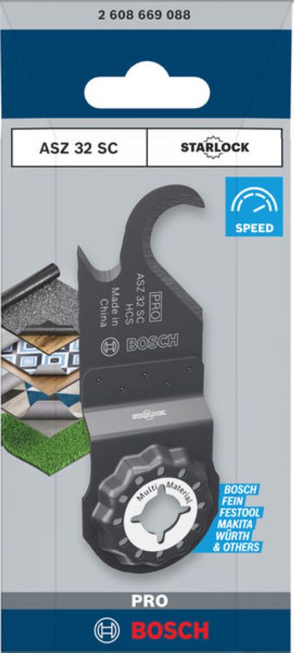 Bosch Blauw Accessoires 2608669088 PRO Starlock ASZ 32 SC Tapijtmes zaagblad HCS Multi Material 24 x 11