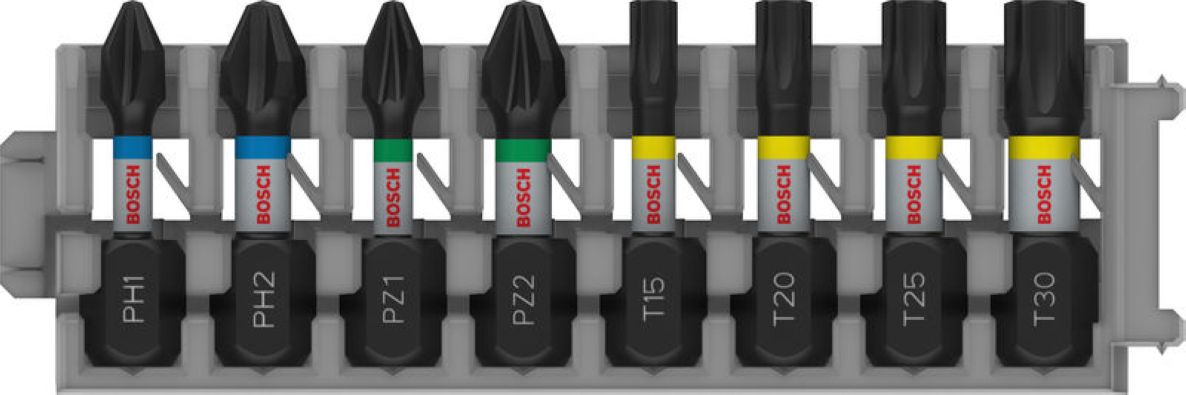 Bosch Blauw Accessoires 2608521U61 PRO Impact gemengd pakket PH1; PH2; PZ1; PZ2; T15; T20; T25; T30 25 mm 8-delig
