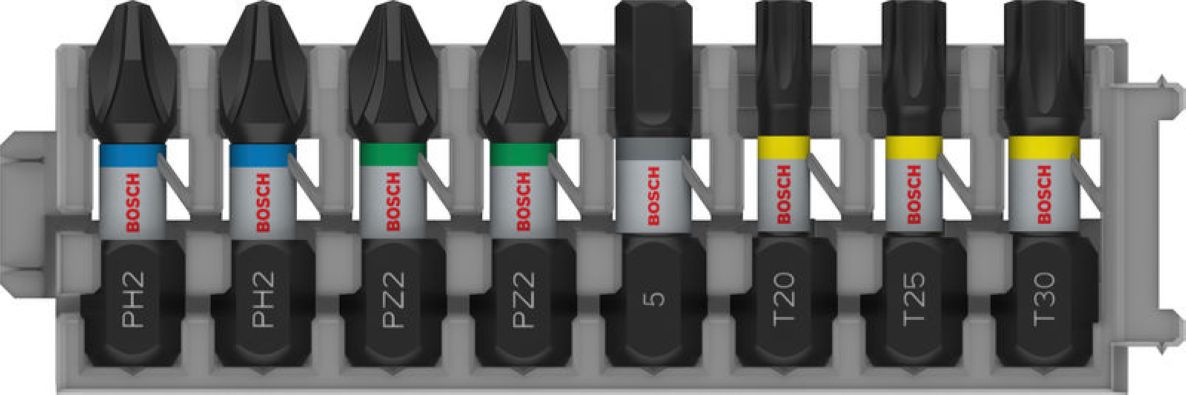Bosch Blauw Accessoires 2608521U62 PRO Impact gemengd pakket PH2x2; PZ2x2; H5; T20; T25; T30 25 mm 8-delig
