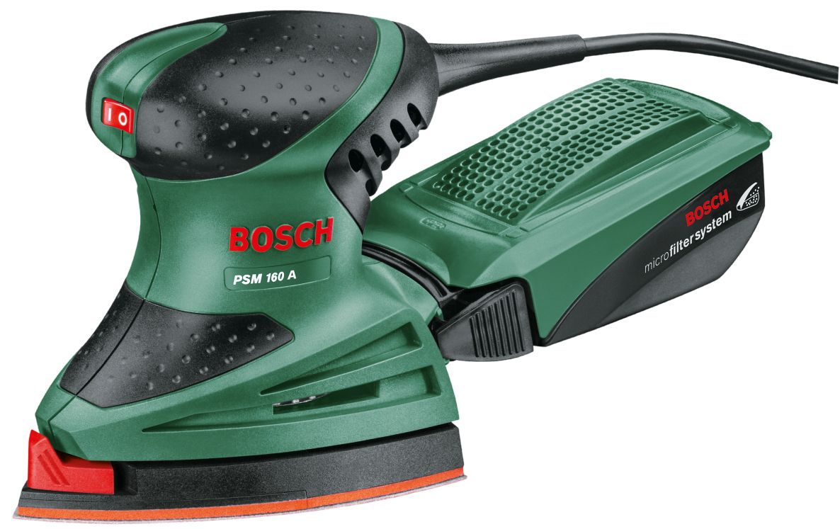 Bosch Groen 0603377000 PSM 160 A Multischuurmachine + Schuurpapier 3x K80/K120/K180