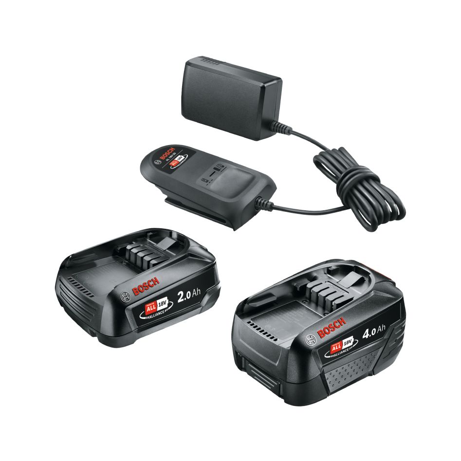 Bosch Groen Accessoires 1600A027U9 Accu Starterset 18V 1x PBA 18V 2,0 Ah, 1x PBA 18V 4,0 Ah en lader AL 18V-20