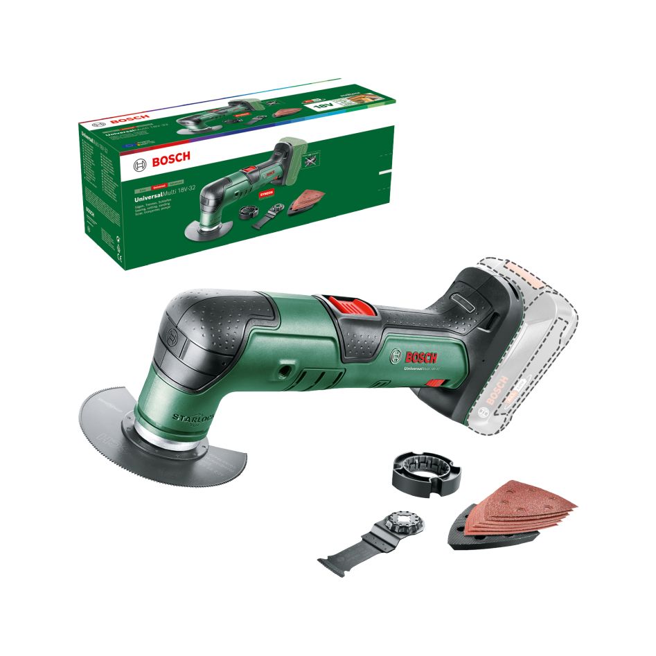 Bosch Groen 0603105000 UniversalMulti 18V-32 Accumultitool set excl. accu's en lader in doos