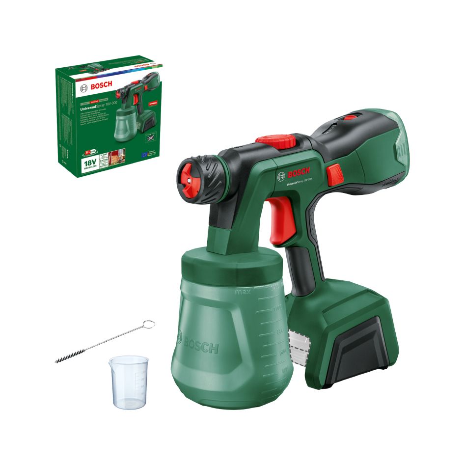 Bosch Groen 0603208100 UniversalSpray 18V-300 Accuverfspuitsysteem excl. accu's en lader in doos