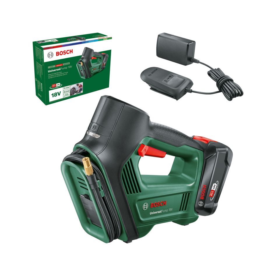 Bosch Groen 0603947101 UniversalPump 18V Accupomp 1x 2,0 Ah en lader AL 18V-20 in doos