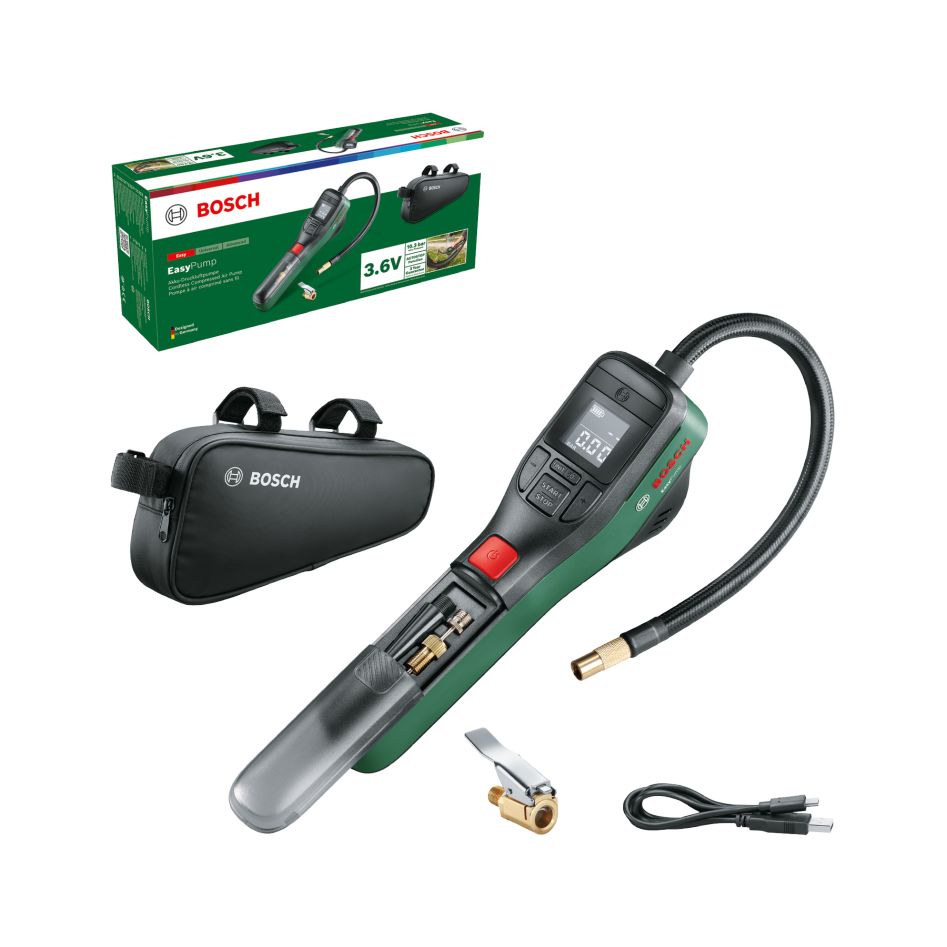 Bosch Groen 0603947002 EasyPump Accupomp set 3,6V 3,0 Ah en USB oplaadkabel in doos