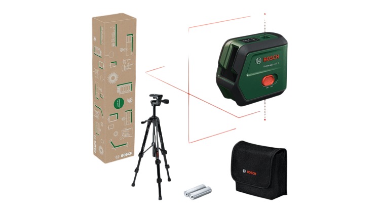 Bosch Groen 0603663FZ1 UniversalLevel 2 Set Laser incl. 2x AA batterijen en statief in doos