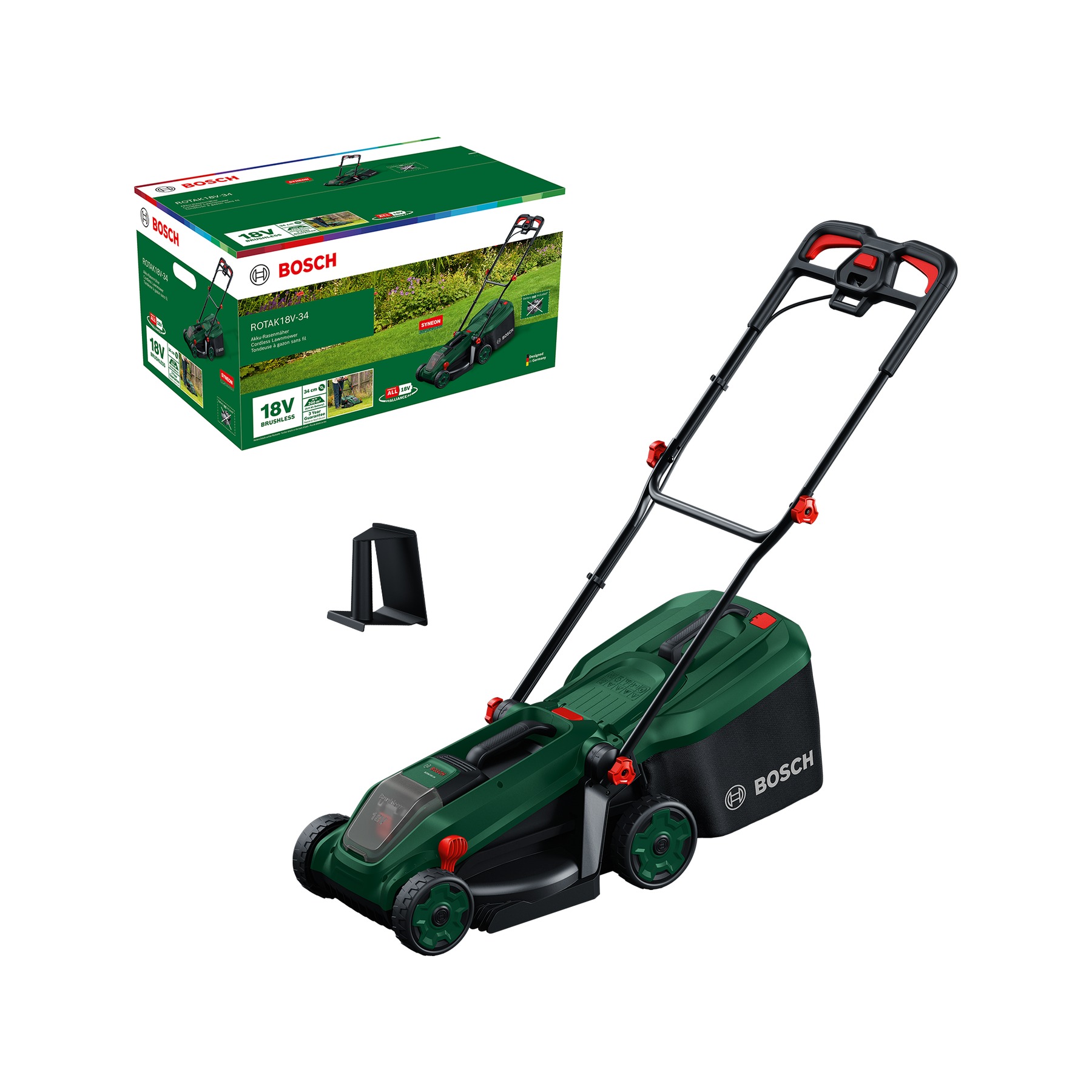 Bosch Groen 06008B9N01 Rotak 18V-34 Accumaaier excl. accu en lader 1x mulchplug in doos