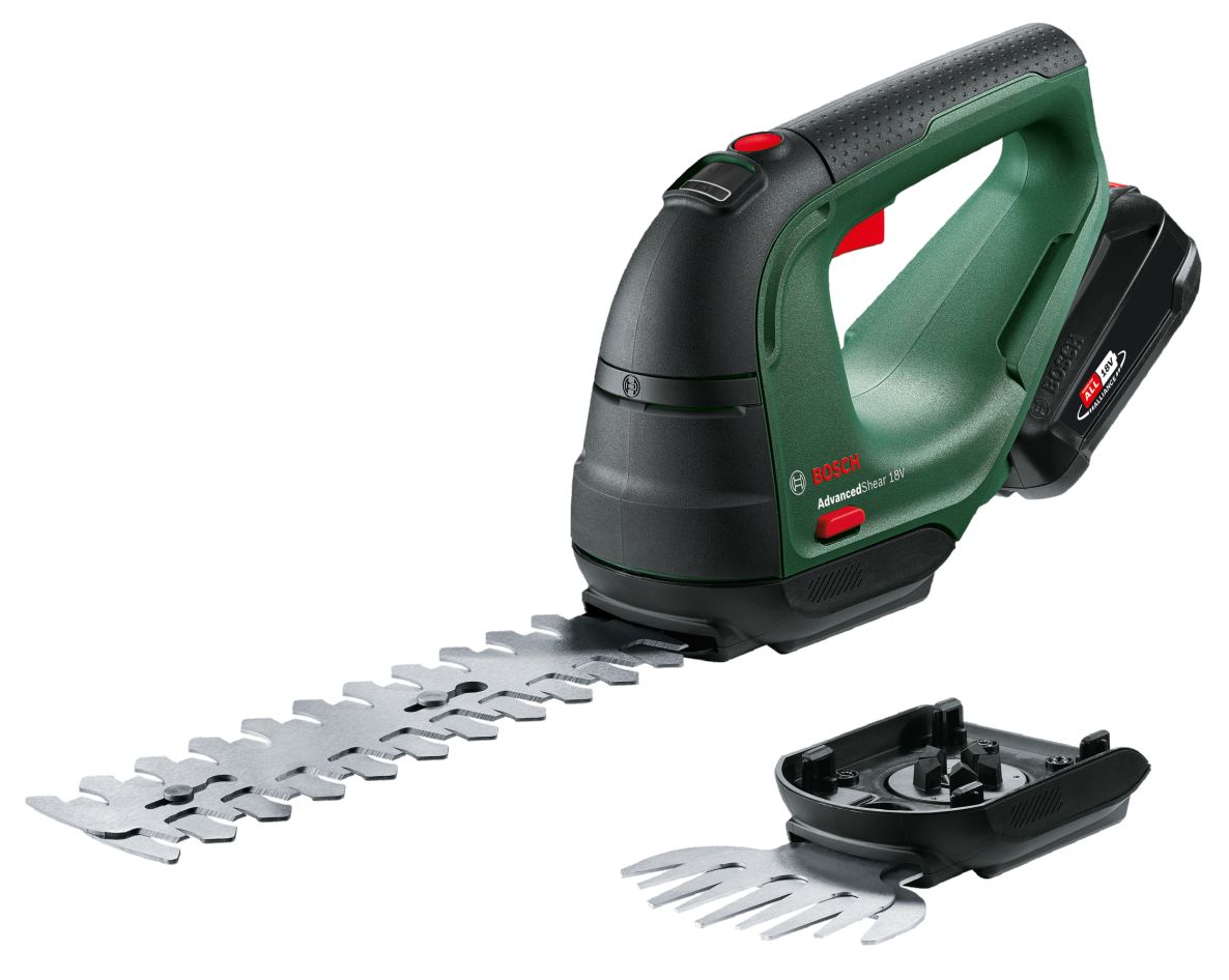 Bosch Groen 0600857000 AdvancedShear 18V-10 Buxus- en grasschaar set 1x 2,0 Ah en lader AL1810V CV in doos