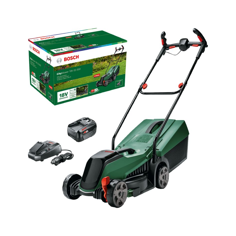 Bosch Groen 06008B9A07 CityMower 18V-32 Accumaaier 1 x 18V 4,0 Ah en AL1830 lader