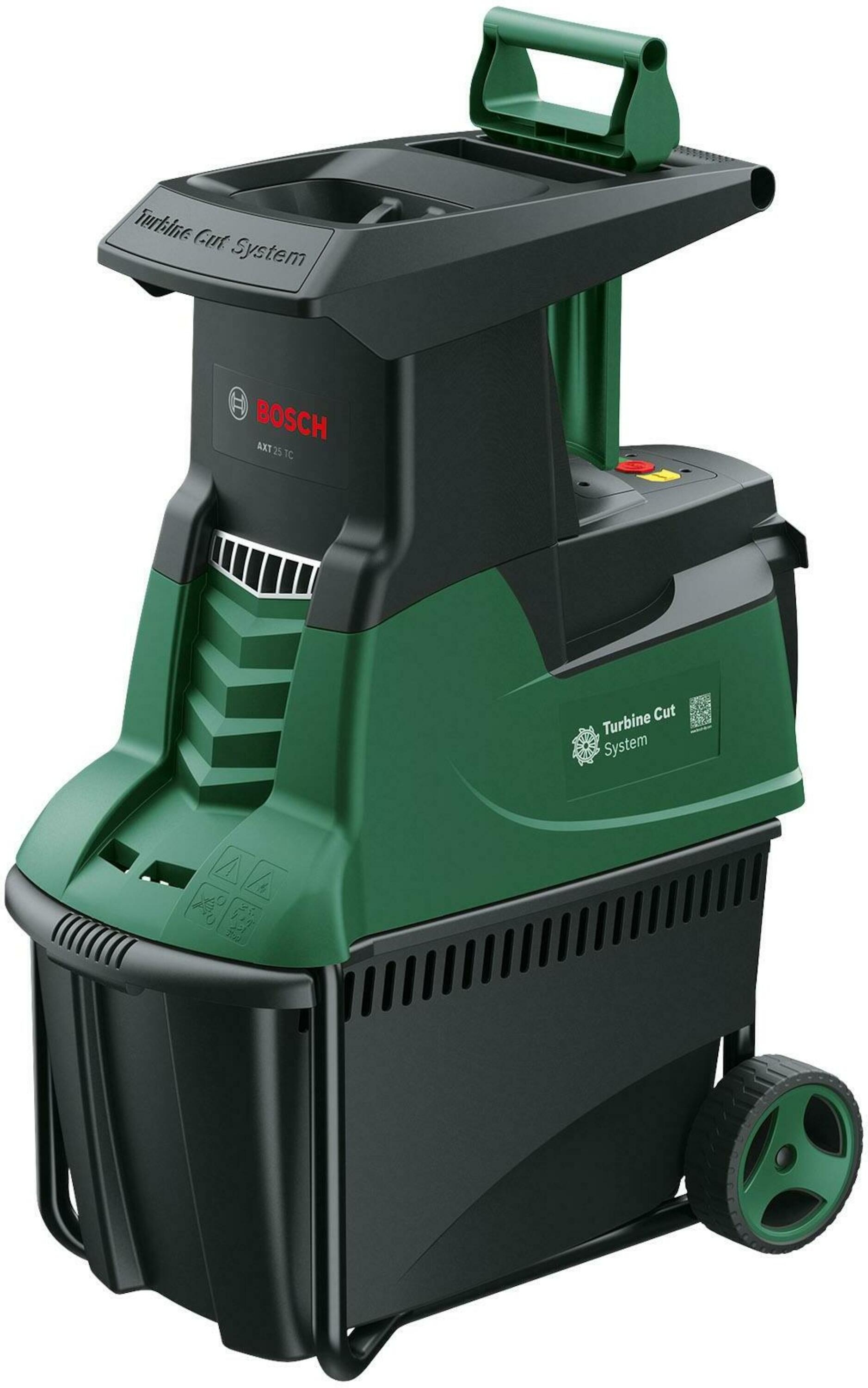 Bosch Groen 060080330C Fluisterhakselaar AXT 25 TC (Grasopvangbak (53 l), praktische aanduwstok)