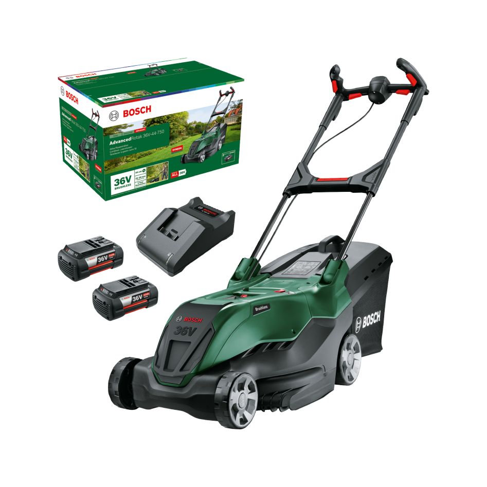 Bosch Groen 06008B9G02 AdvancedRotak 36V-44-750 Accumaaier 2x 36V 4,0 Ah en lader AL 36V-20
