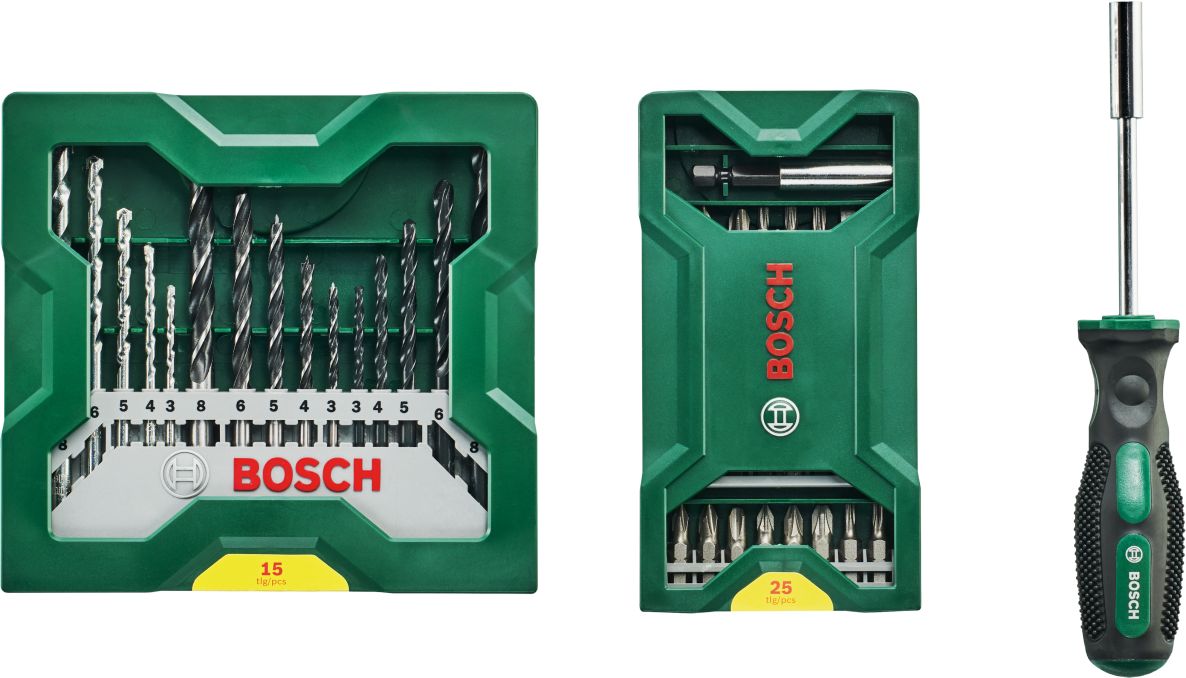 Bosch Groen Accessoires 2607017655 Promoline MINI X-LINE Schroefbit- en Spiraalborensets + handgreep