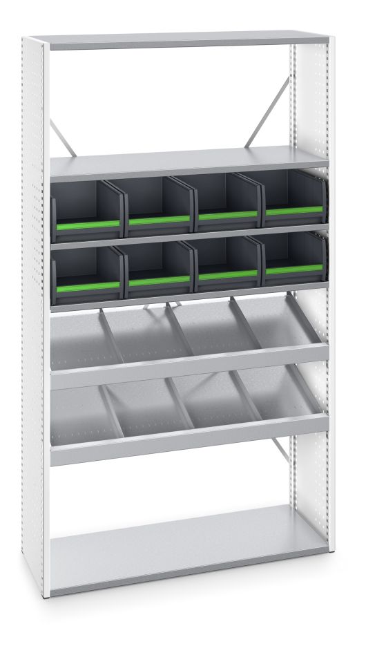 Bott 46003003.16 Verso stellingkast met 5 legborden, 8x box RAL 7035