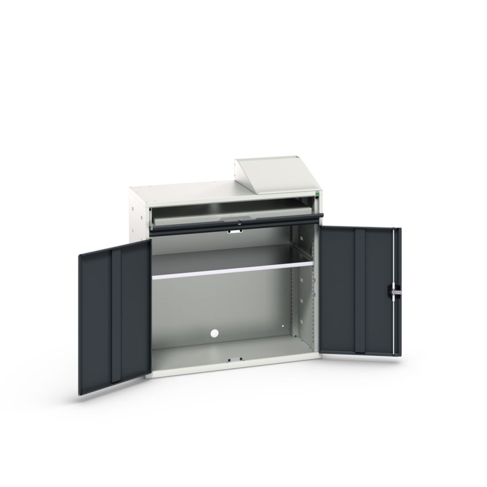 Bott 16928021.19 Verso computerkast 1050x550x1130mm 1 legbord 1 schuiflade 2 deuren RAL 7016