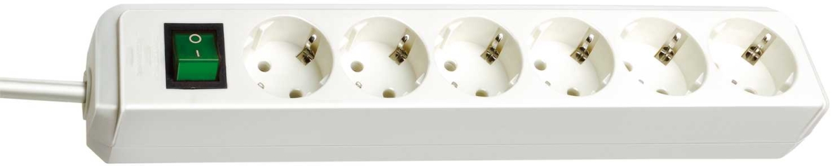Brennenstuhl 1159520400 Eco-Line met schakelaar 6-voudig wit 3 m H05VV-F 3G1,5