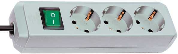 Brennenstuhl 1152350015 Eco-Line met schakelaar 3-voudig lichtgrijs 1,5 m H05VV-F 3G1,5