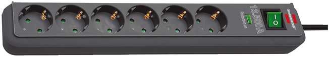 Brennenstuhl 1159710515 Eco-Line overspanningsbeveiliging 13.500A 6-voudige antraciet 5m H05VV-F 3G1,5