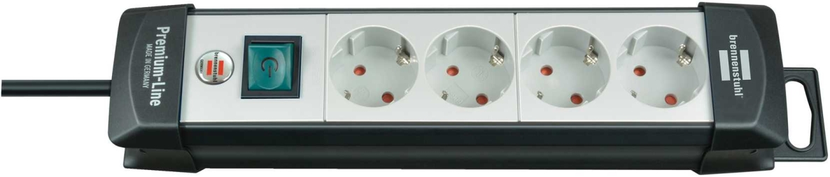 Brennenstuhl 1951540101 Premium-Line stekkerdoos 4-voudig zwart/lichtgrijs 5m H05VV-F 3G1,5