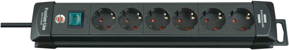 Brennenstuhl 1951160100 Premium-Line stekkerdoos 6-voudig zwart 3m H05VV-F 3G1,5
