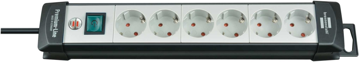 Brennenstuhl 1951560100 Premium-Line stekkerdoos 6-voudig zwart/lichtgrijs 3m H05VV-F 3G1,5