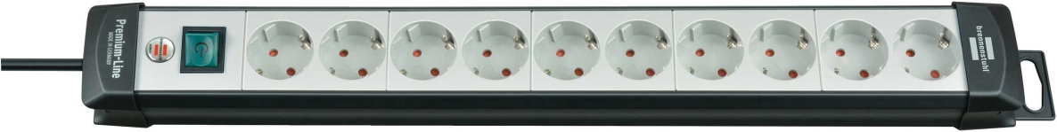 Brennenstuhl 1951500100 Premium-Line stekkerdoos 10-voudig zwart/lichtgrijs 3m H05VV-F 3G1,5