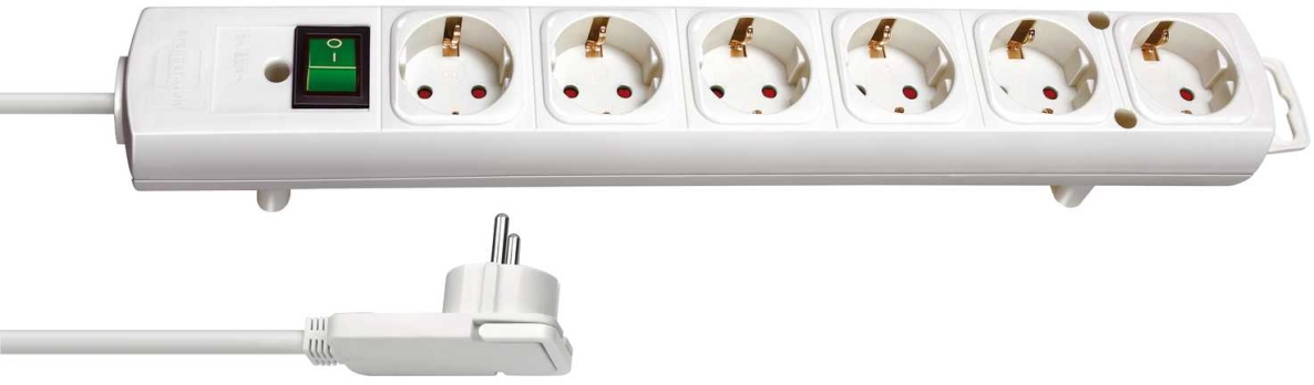 Brennenstuhl 1153320100 Comfort-Line Plus stekkerdoos met platte stekker 6-voudig wit 2m H05VV-F 3G1,5