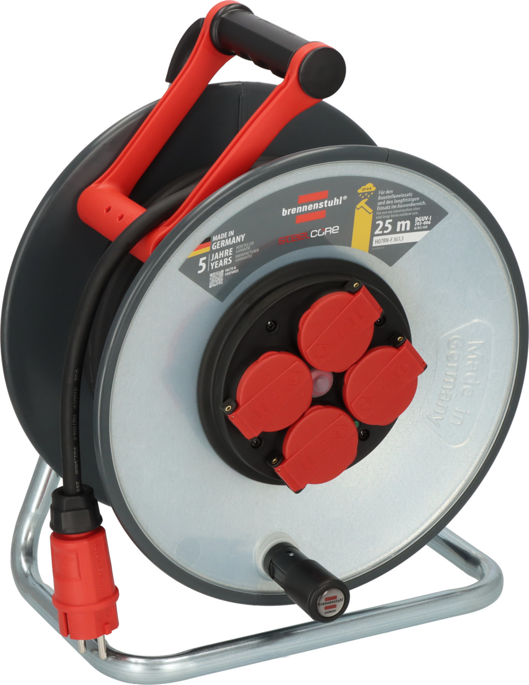 Brennenstuhl 9192250110 Professional SteelCore Kabelhaspel SC 2100 IP44, 25m H07RN-F 3G2,5