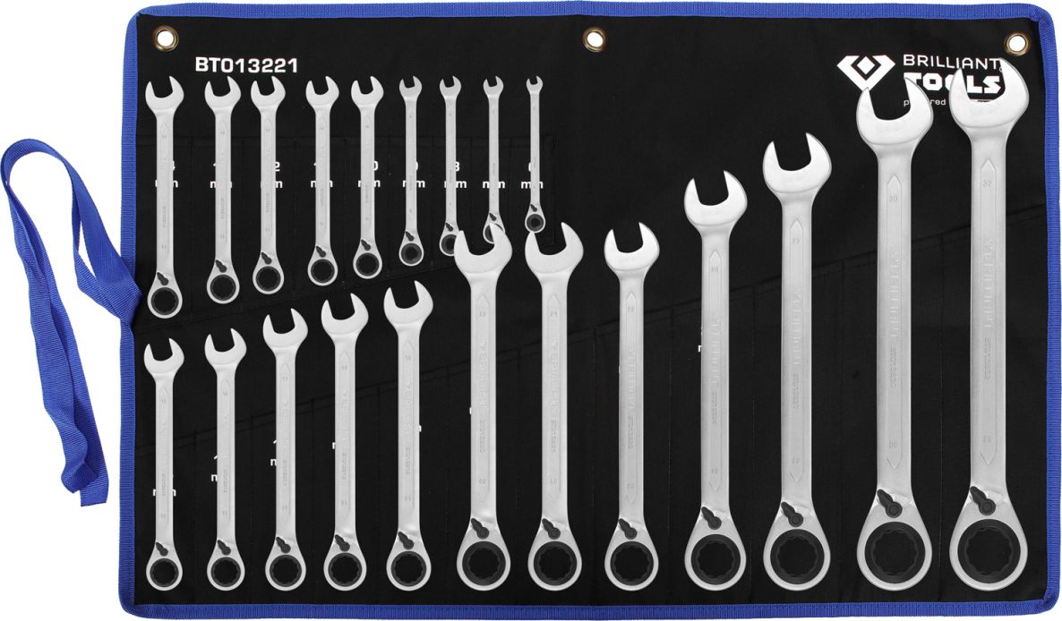 Brilliant Tools BT013221 Ratelringsleutelset omschakelbaar 21-delig 6 - 32 mm