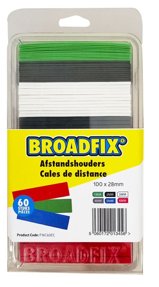 BROADFIX FC16C60EC Vlakke vulplaatjes 100x28mm, 1-6mm, 60 stuks