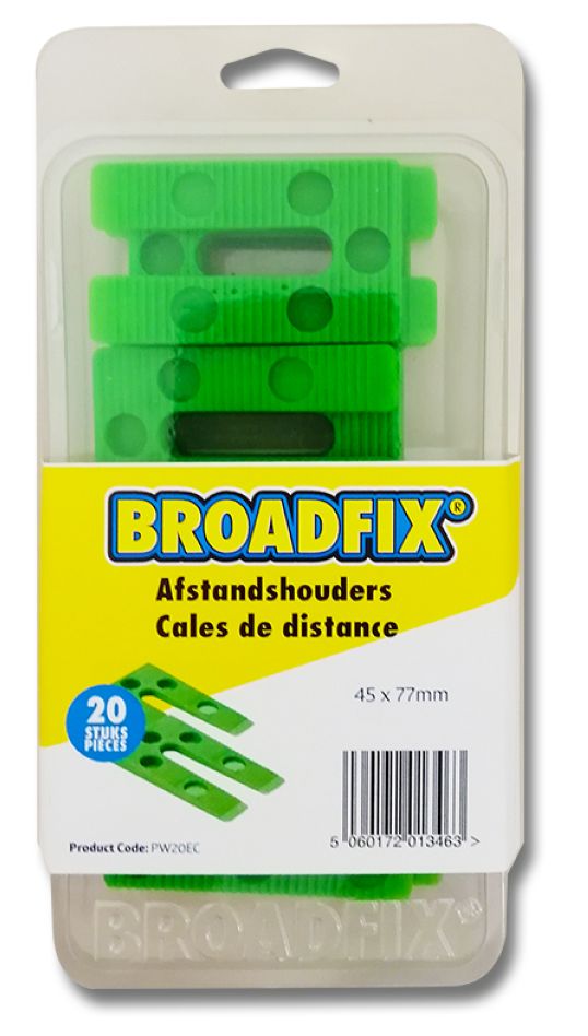 BROADFIX PW20EC Vlakke vulplaatjes 45x77 mm, 1-8 mm schuin, 20 stuks