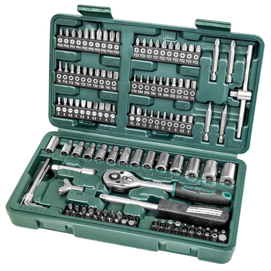 Brüder Mannesmann 29166 Doppendoos 130-delig 1/4"