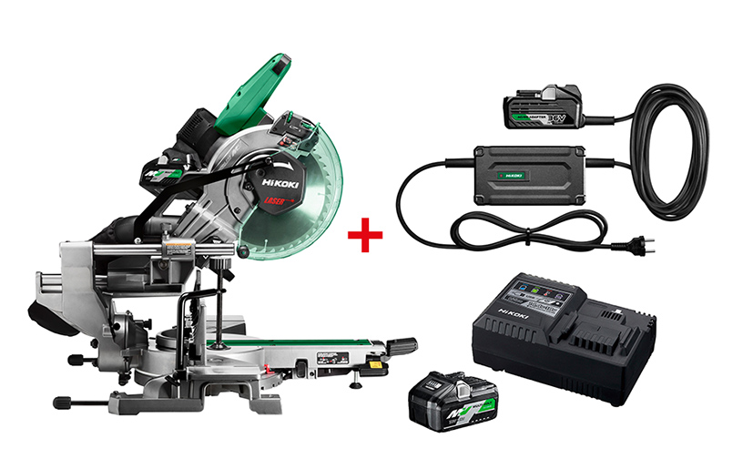 HiKOKI C3610DRAWAPZ Multivolt Accu Afkortzaag 255mm 36V 4.0Ah Li-Ion + ET36AW0Z voeding