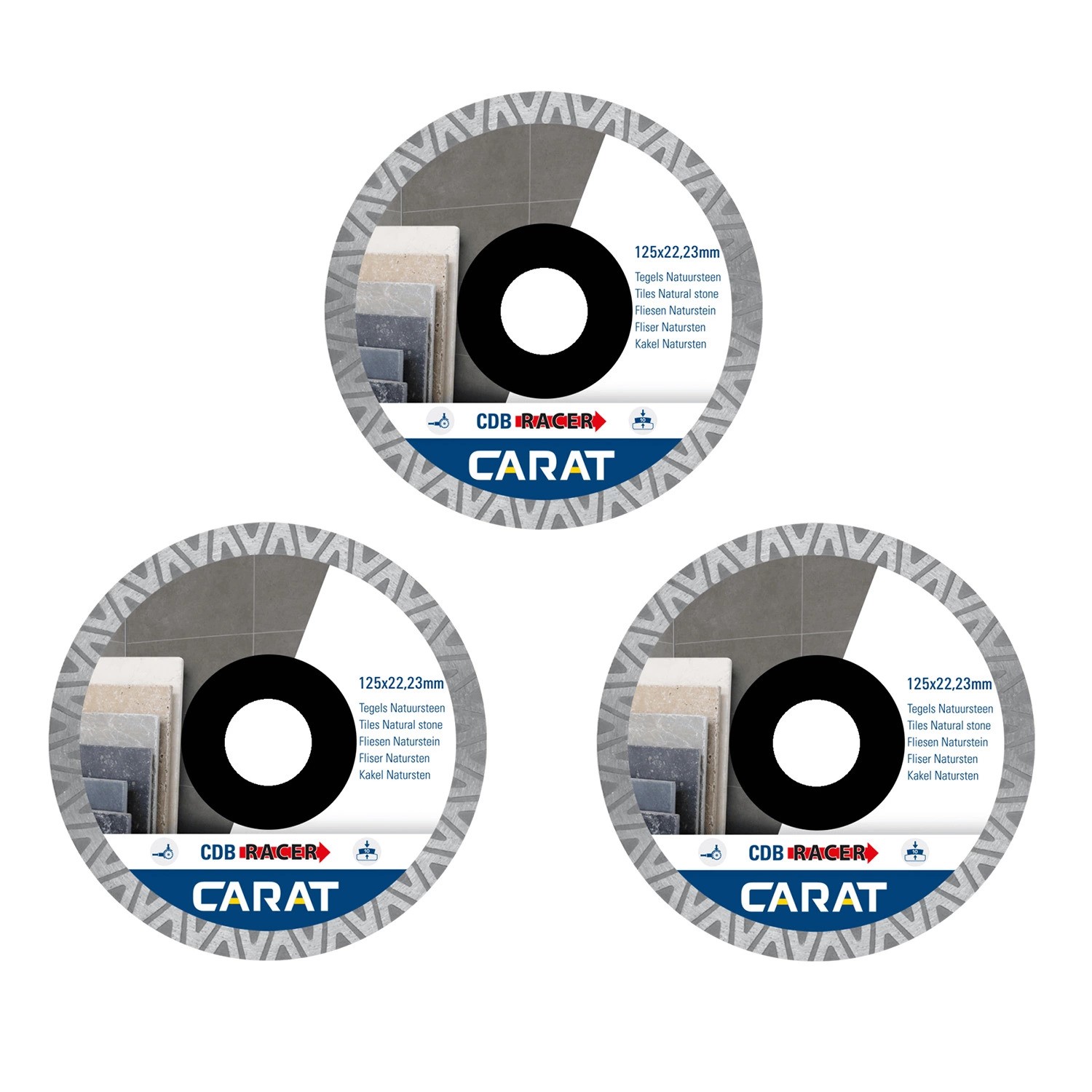 Carat CDBM125A25 3-Pack Racer Diamantzaagblad 125 x 22,23 voor tegels/natuursteen