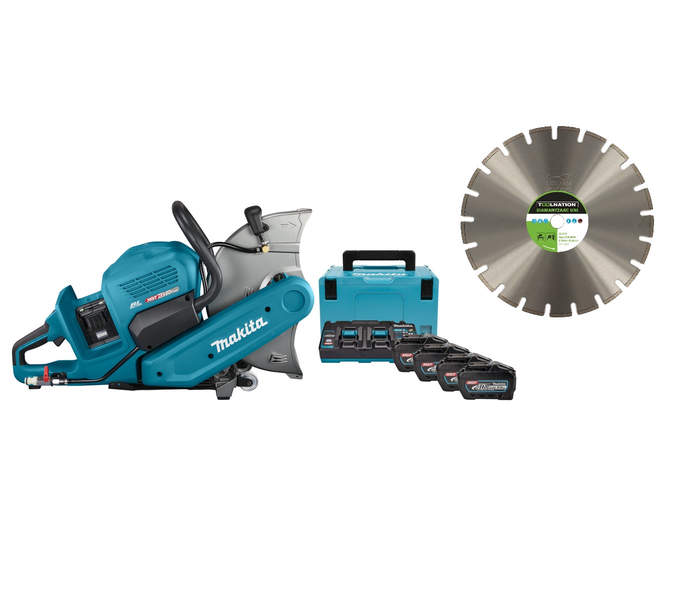 Makita CE001GT401XSET CE001GT401X Doorslijper 355 mm 2 x 40V Max 4 x 5,0Ah Li-Ion + Diamantzaagblad