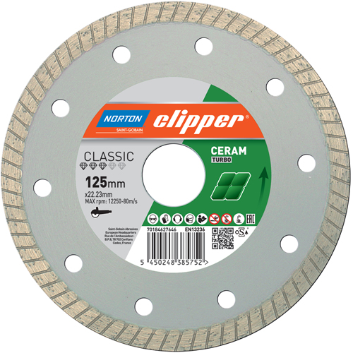 Norton Clipper 70184627645 Classic Ceramic Turbo Diamant zaagblad 115 x 22,23 mm