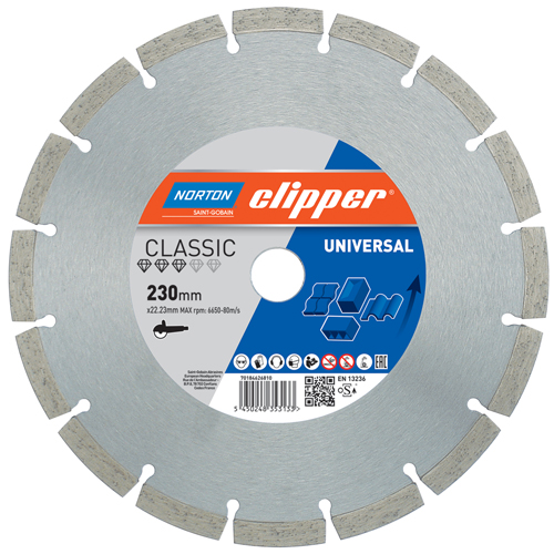 Norton Clipper 70184626810 Classic Universal Diamant zaagblad 230 x 22,23 mm
